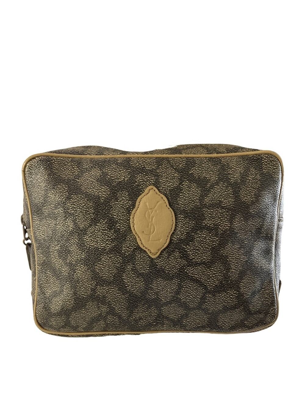 Yves Saint Laurent Vintage YSL Giraffe Print Zip Pouch Clutch Cosmetic Bag